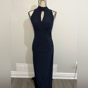 Le Chateau Midnight Blue Backless Gown